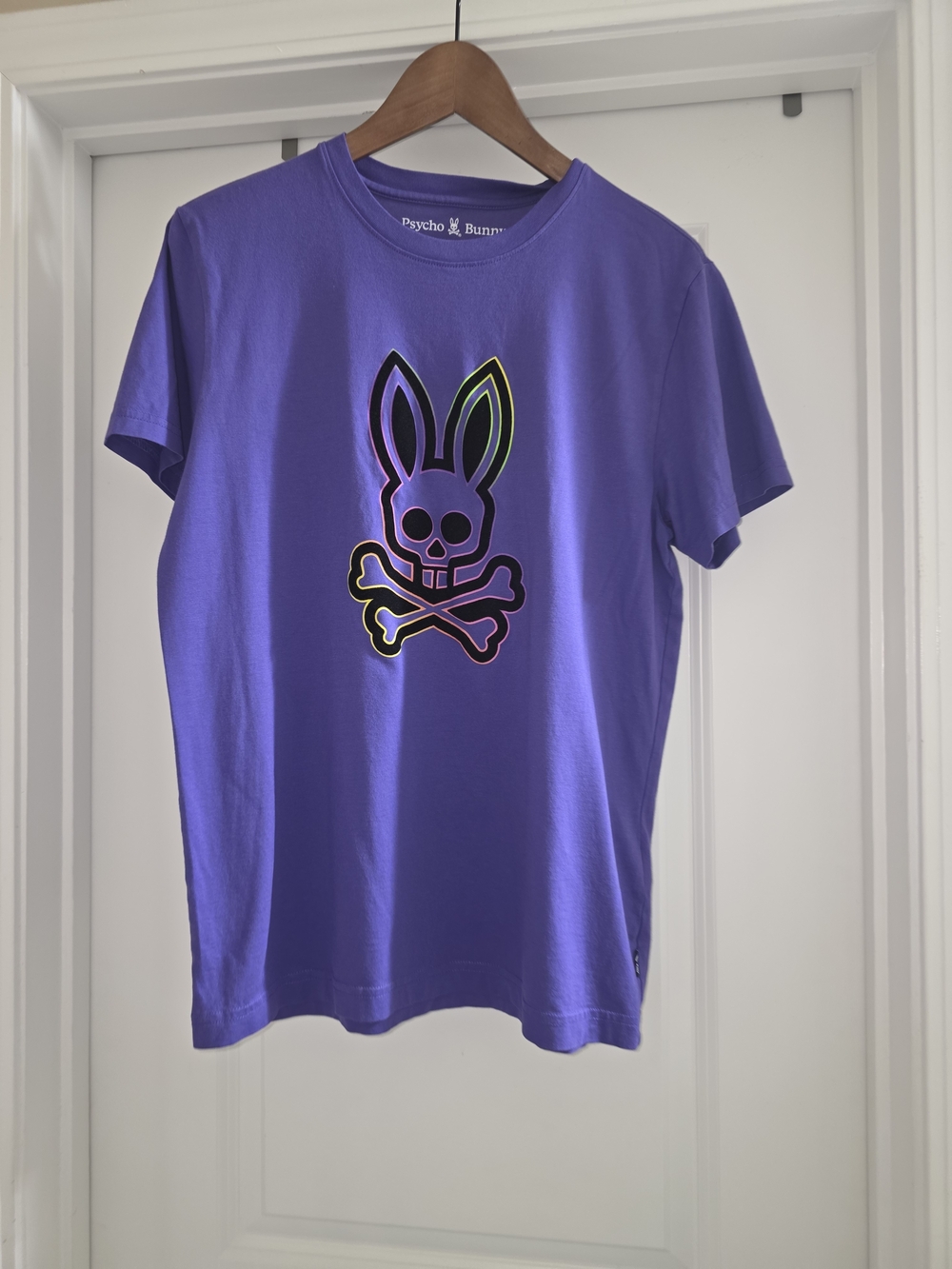 Psycho Bunny MENS Violet Tee with Neon Bunny Skull